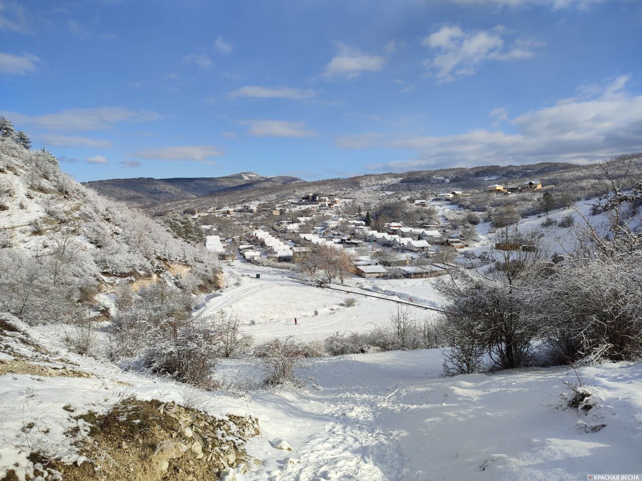 Снег в Крыму. Зима. Бельбекская долина 