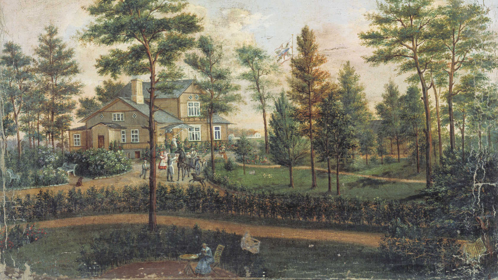 Степан Галактионов. Дача в парке (фрагмент). 1852