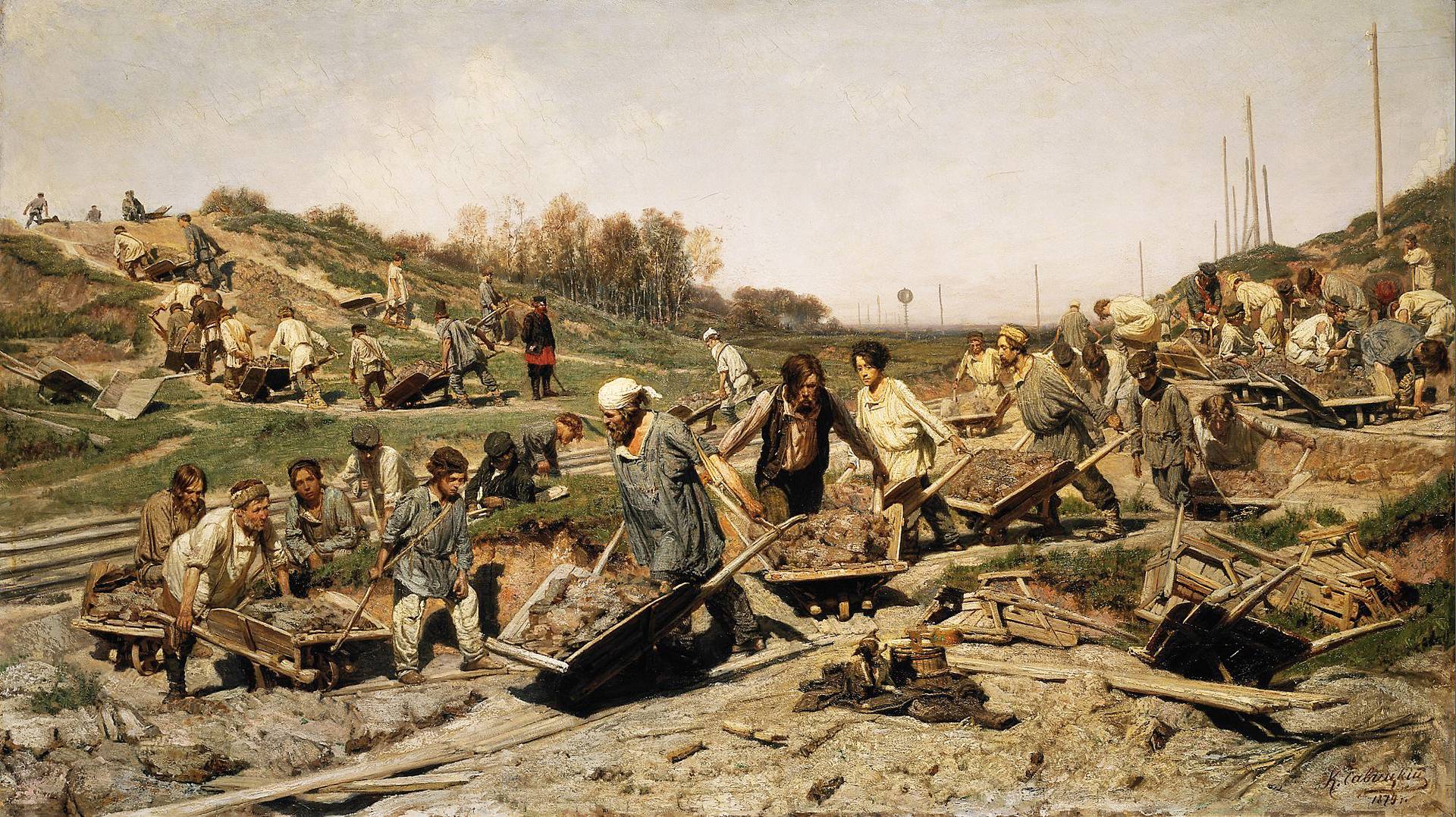 Константин Савицкий. Ремонтные работы на железной дороге. 1874