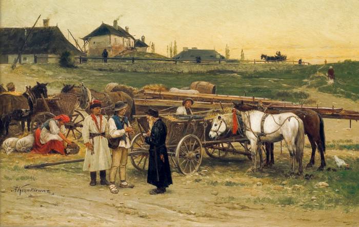 Антони Козакевич. На рынке в галицком местечке. 2-я пол.XIX в.