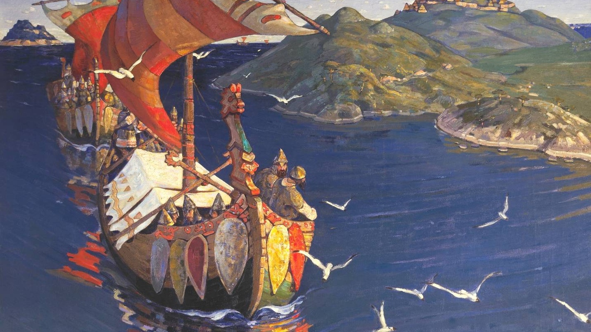 Николай Рерих. Заморские гости (фрагмент). 1901
