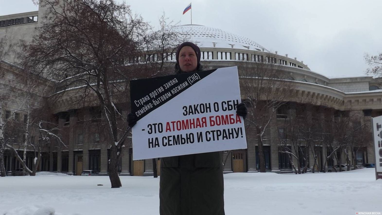 Пикет против закона о семейно-бытовом насилии в Новосибирске