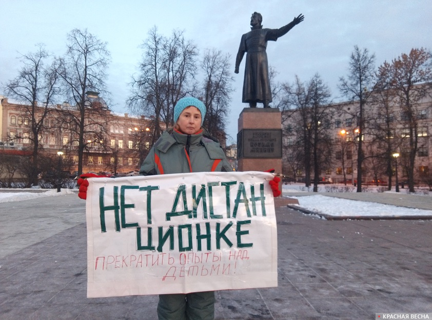 Пикет против дистанционного обучения в Нижнем Новгороде