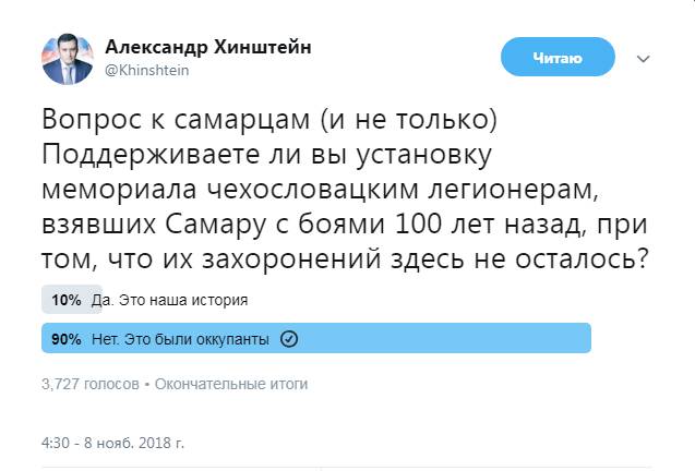 Опрос в twitter депутата Александра Хинштейна