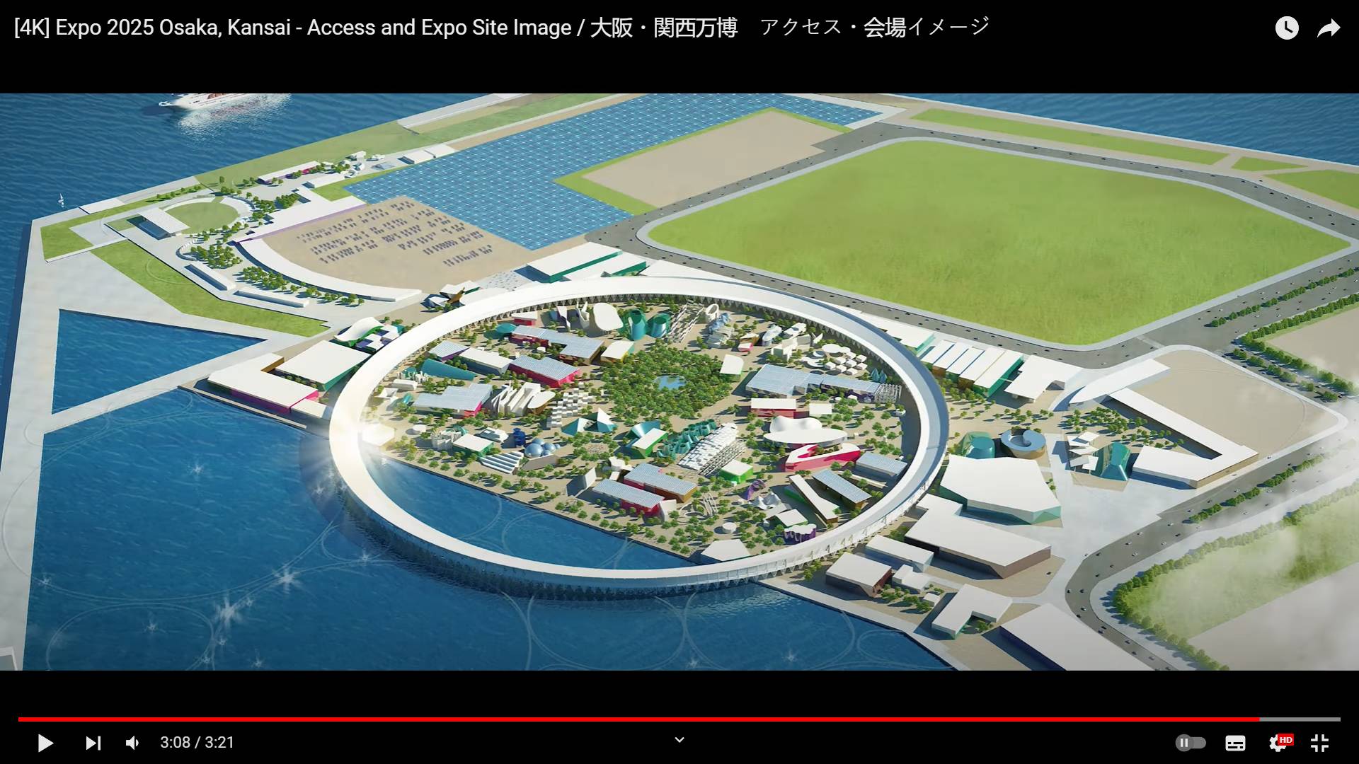 Цитата из видео «[4K] Expo 2025 Osaka, Kansai — Access and Expo Site Image / 大阪・関西万博　アクセス・会場イメージ» пользователя Expo2025 大阪・関西万博, youtube.com