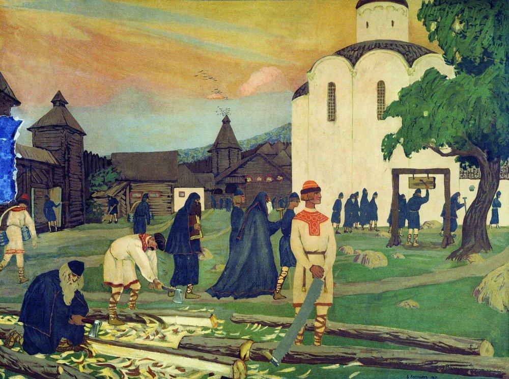 Борис Кустодиев. В монастыре. 1907