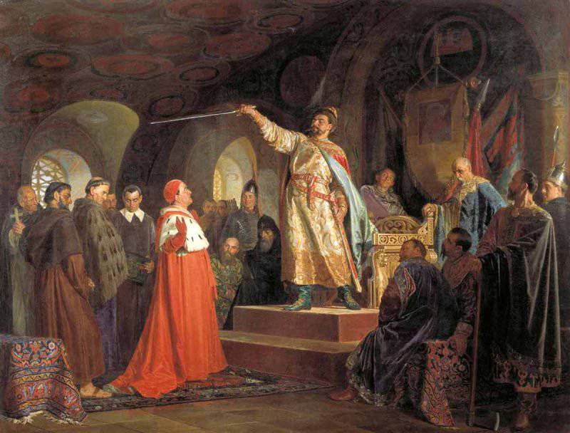 Николай Неврев. Роман Галицкий принимает послов папы Иннокентия III.