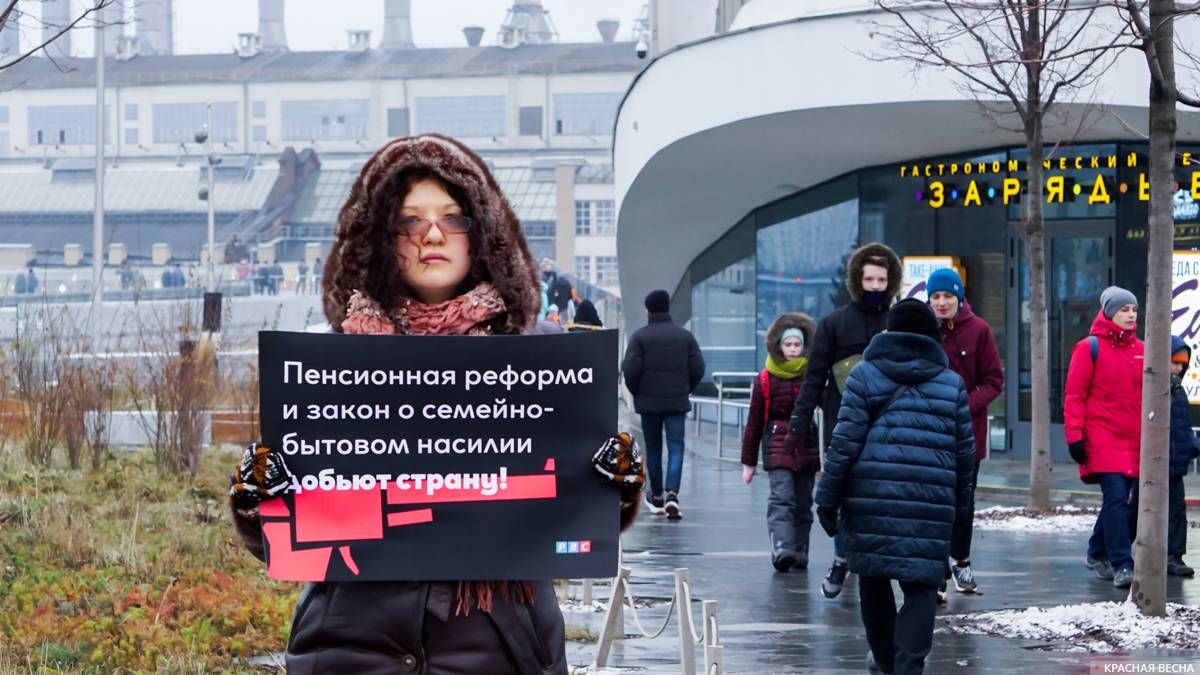 Москва. Зарядье. Пикет против закона о семейном насилии 15.12.2019