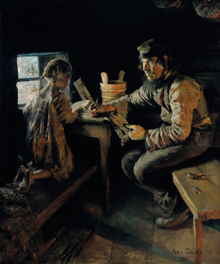 Аксели Галлен-Каппела. Первый урок. 1887–1889