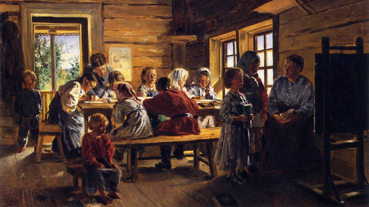 В. Е. Маковский. В сельской школе. 1883