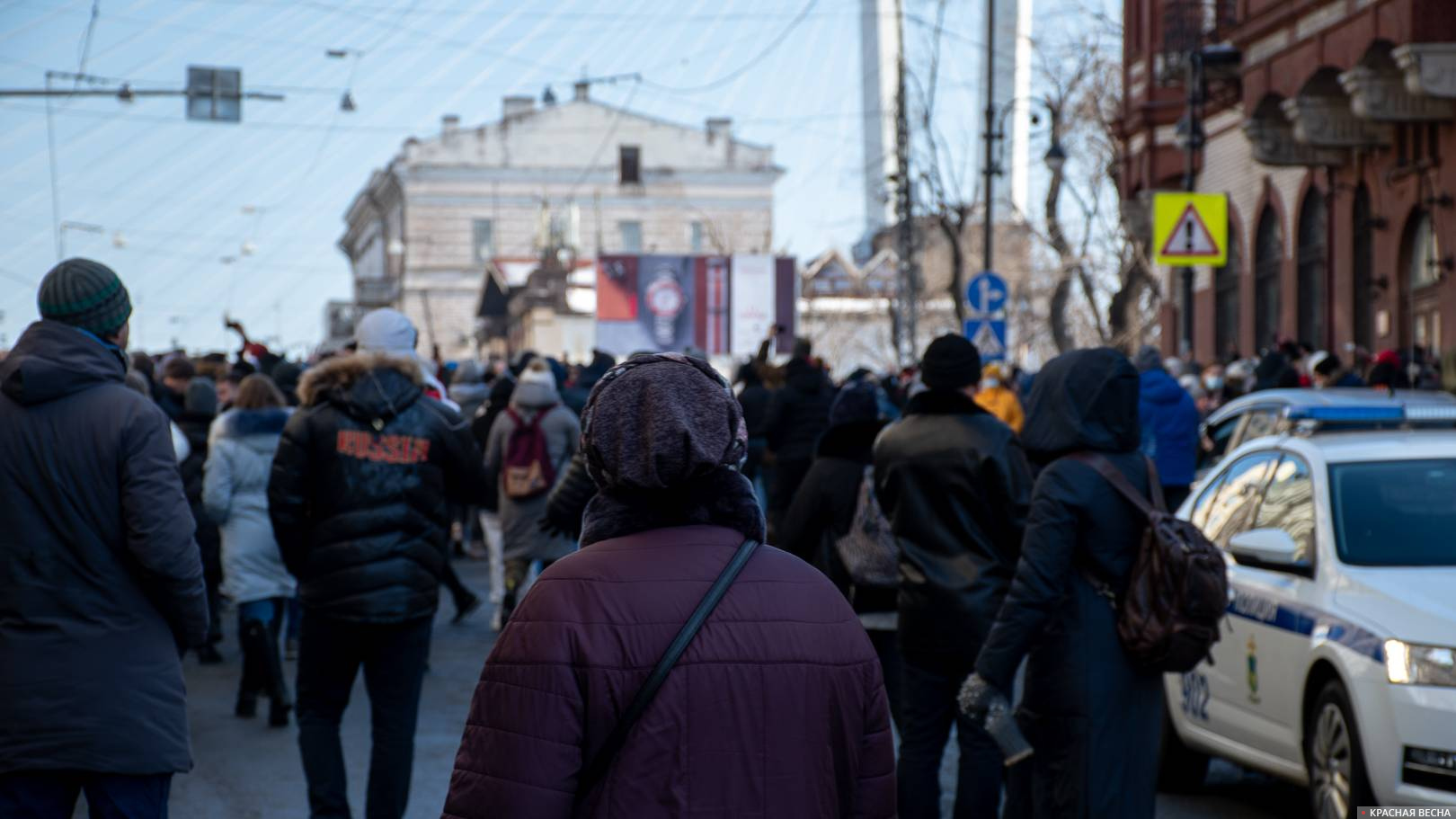 Перекрытая улица Светланская во Владивостоке 23.01.2021