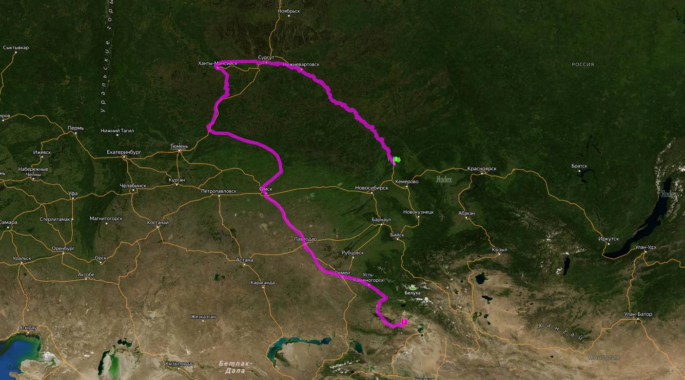 Маршрут из Томска до озера Зайсан по рекам Обь и Иртыш