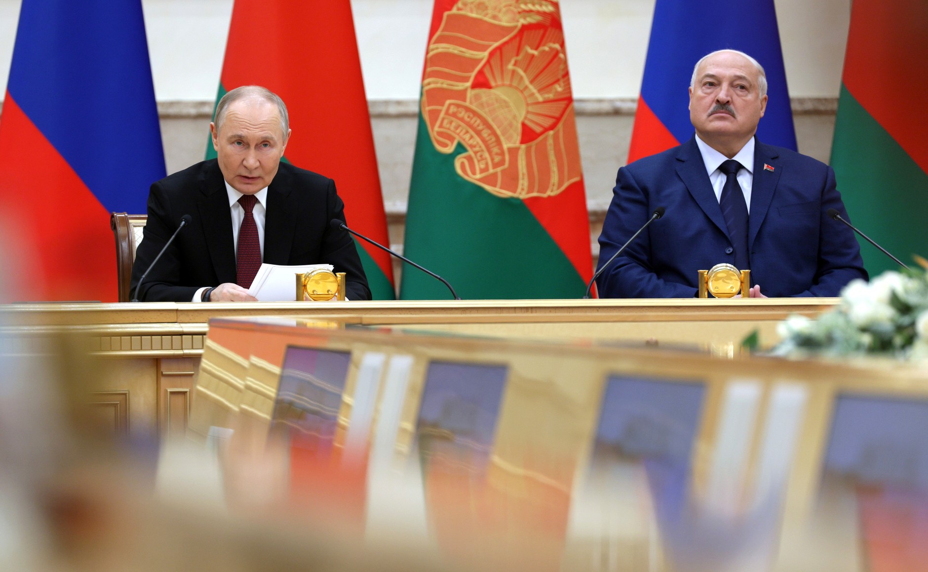 Президенты России Владимир Путин и Белоруссии Александр Лукашенко