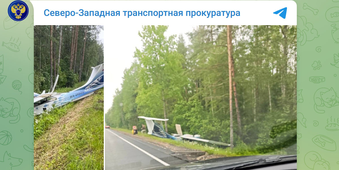 В Ленинградской области пилот легкомоторного самолета совершил вынужденную посадку на трассу