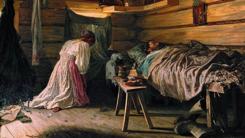 Василий Максимов Больной муж (фрагмент) 1881