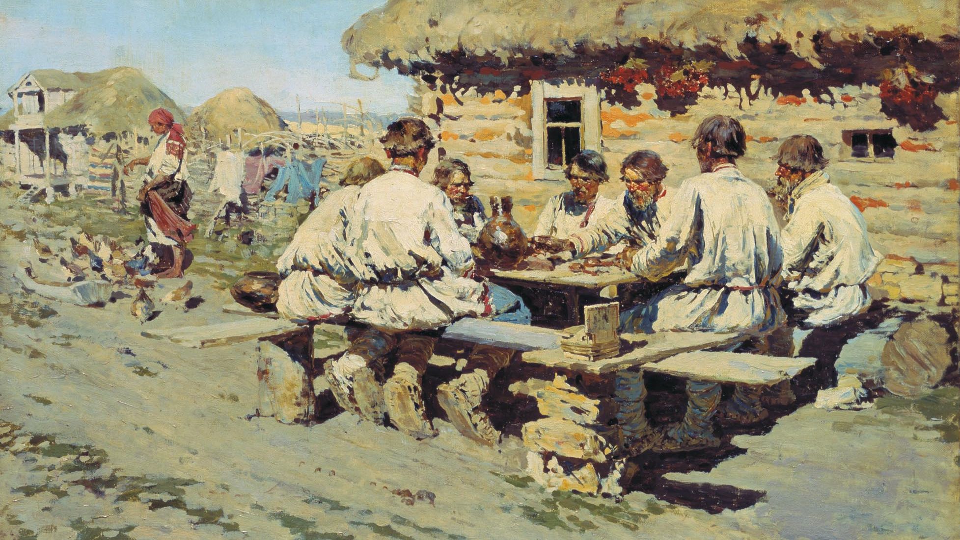 Виноградов Сергей Арсеньевич. Обед работников (фрагмент), 1890 г.