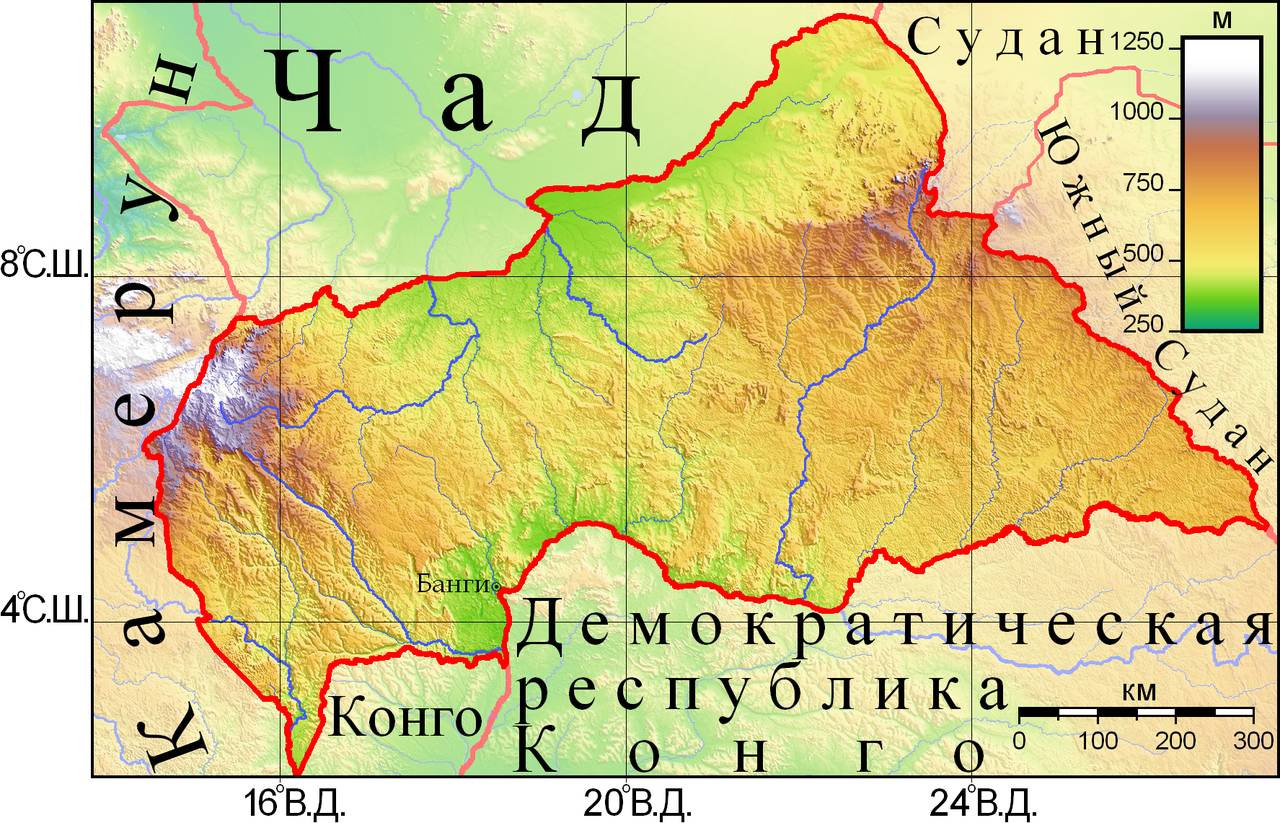 Центрально-Африканская Республика на карте