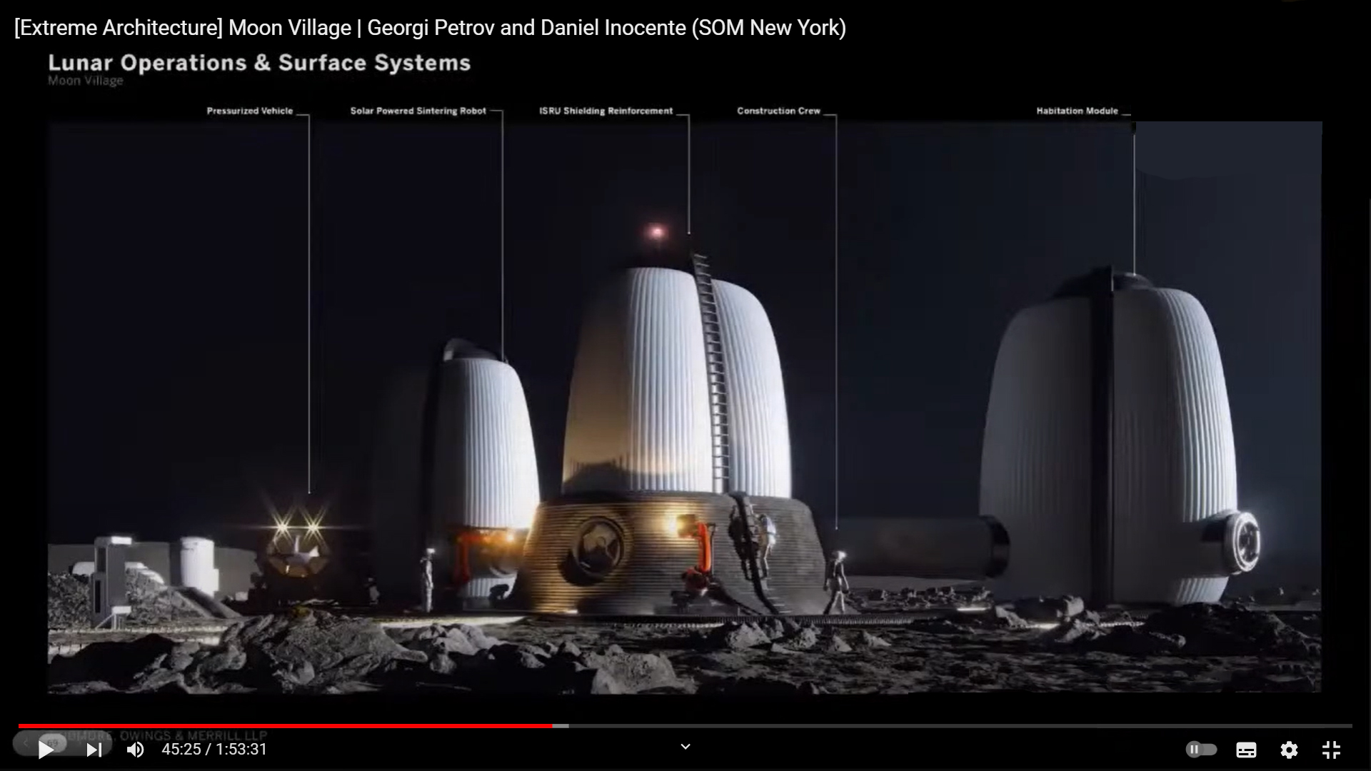 Цитата из видео [Extreme Architecture] Moon Village | Georgi Petrov and Daniel Inocente (SOM New York) пользователя Emerging Fields in Architecture, youtube.com