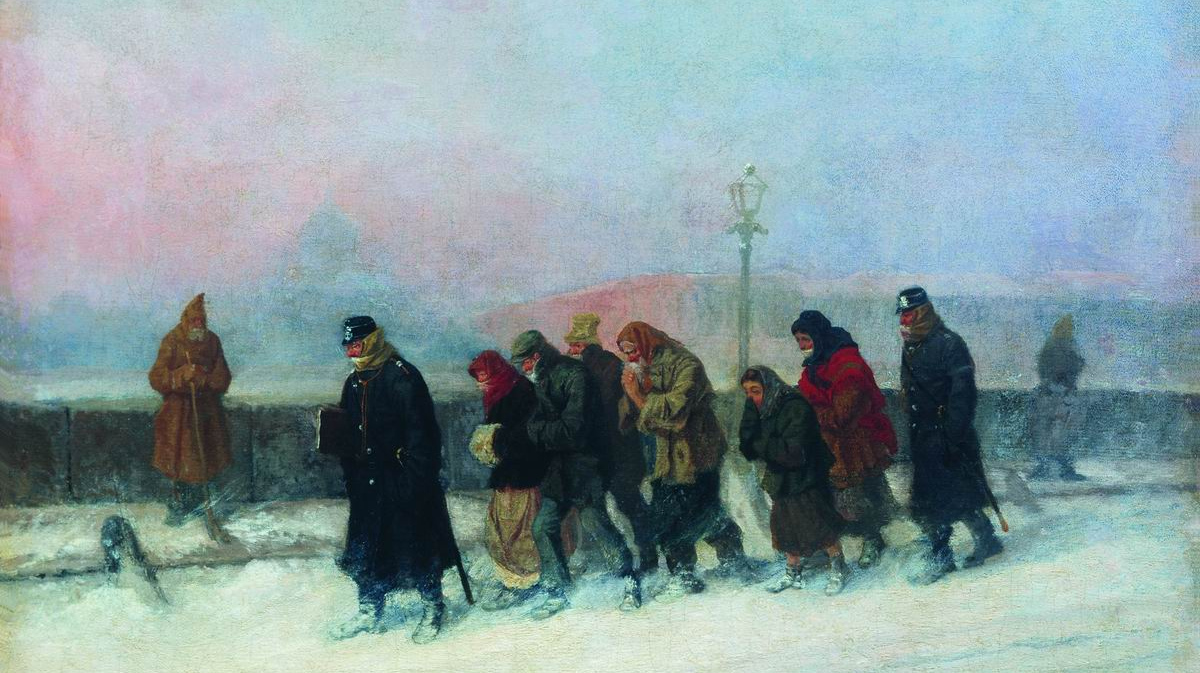 Леонид Соломаткин. Препровождение арестованных. 1881