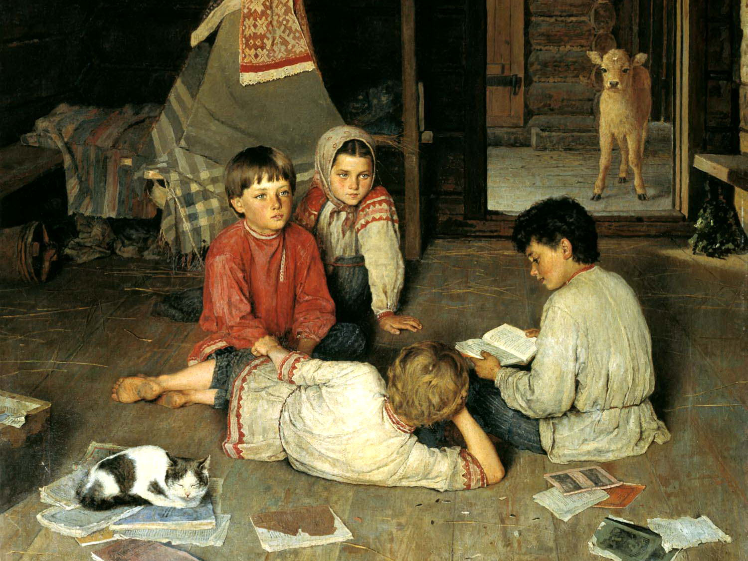 Николай Богданов-Бельский. Новая сказка (фрагмент). 1891