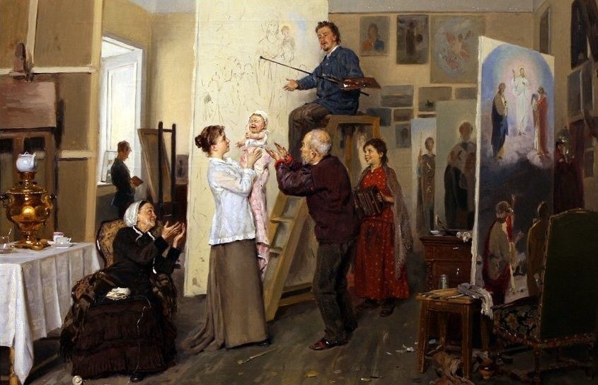 Владимир Маковский. Деспот семьи. В мастерской художника (Фрагмент). 1893