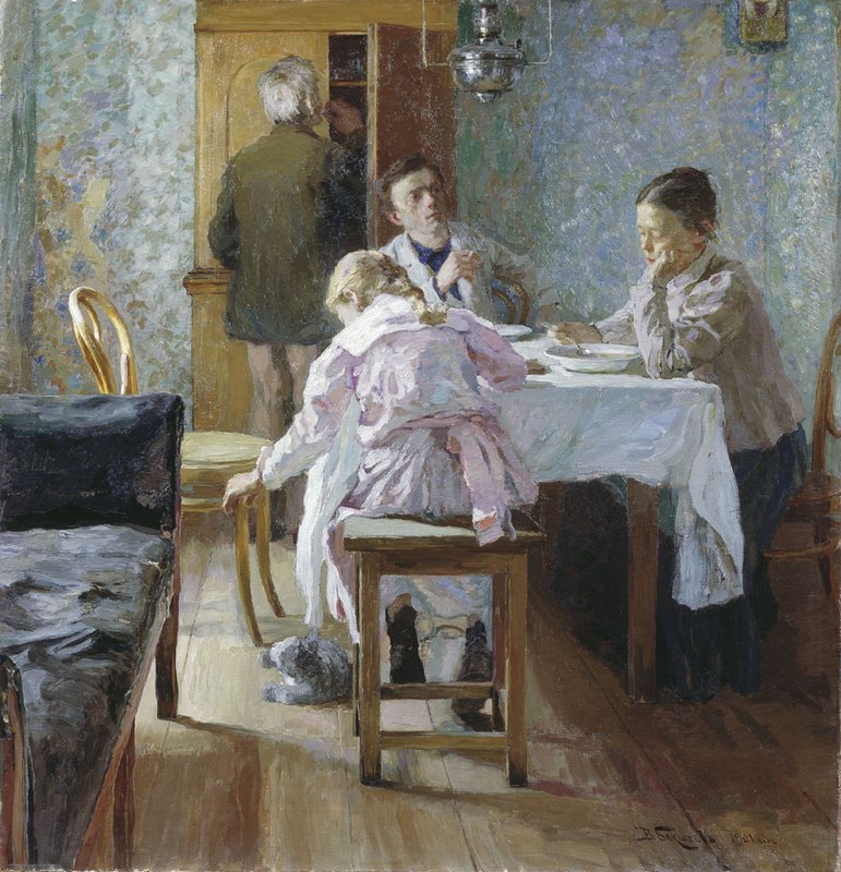 В. Бакшеев. За обедом. Неудачники. 1901 год.