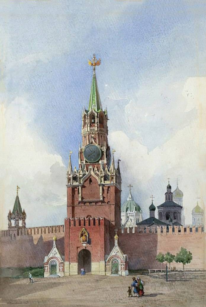 Николай Маковский. Вид Спасской башни Московского Кремля. 1867