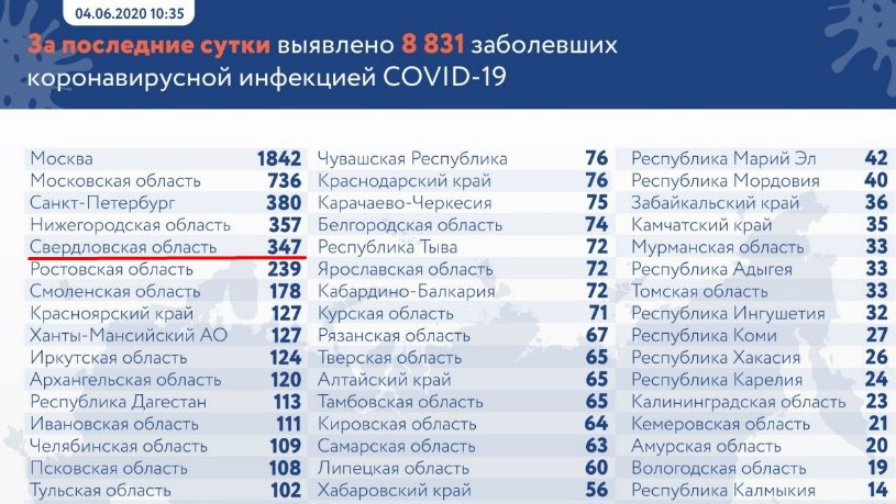 Сообщение национального штаба. Указано 347 новых случаев
