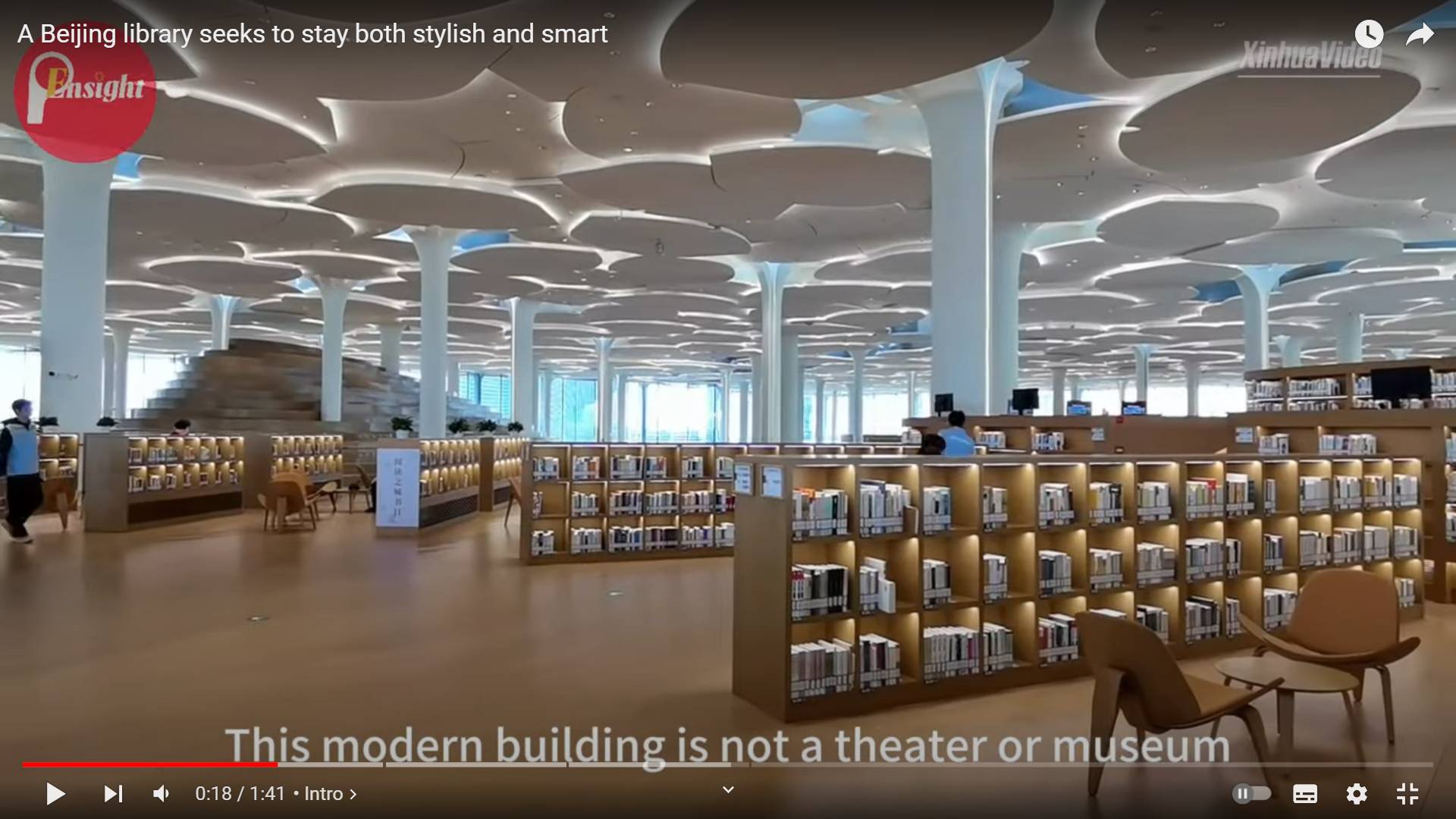 Цитата из видео «A Beijing library seeks to stay both stylish and smart» пользователя New China TV, youtube.com