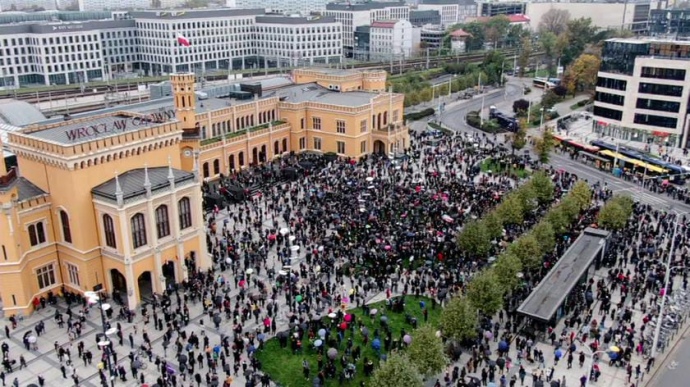 Протесты против запрета абортов в Польше.