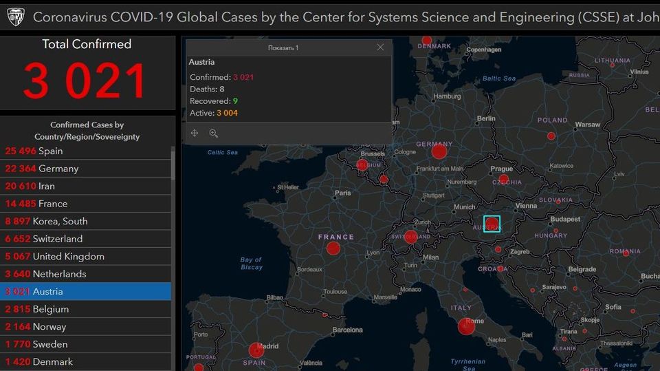 Данные о коронавирусе в Австрии