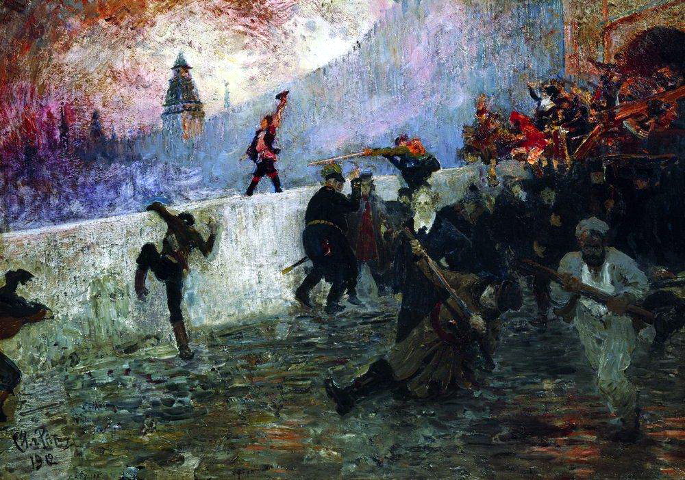 Илья Репин. В осажденной Москве в 1812 году. 1912