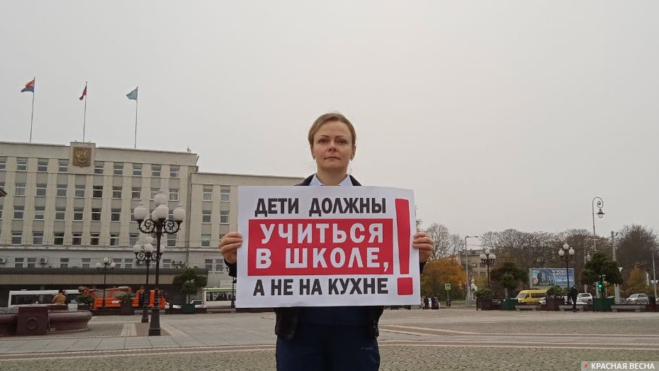 Одиночный пикет против дистанционного обучения. Калининград