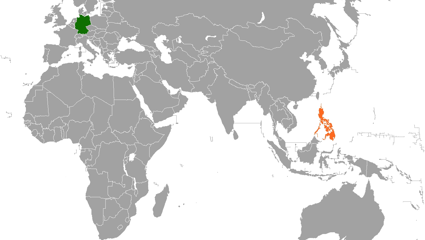 Германия и Филиппины на карте мира