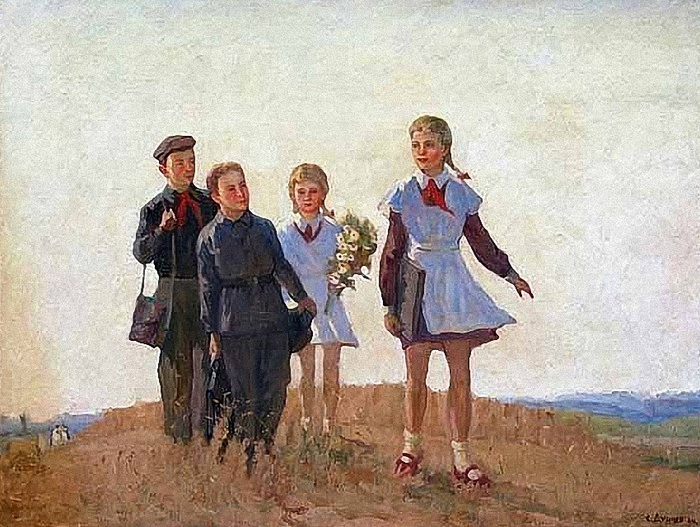 С. Я. Дунчев. В школу. 1954