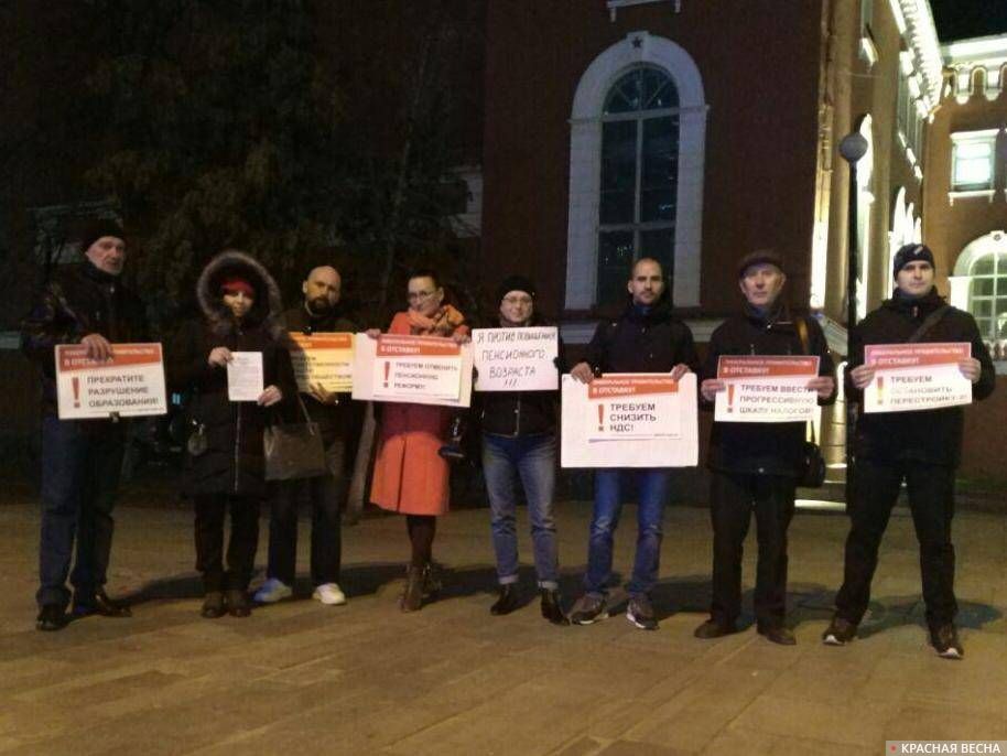 Пикет против пенсионной реформы в Воронеже, 03.04.2019