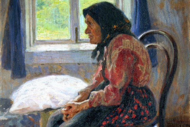 Алексей Корин. Старуха у окна (Фрагмент). 1900