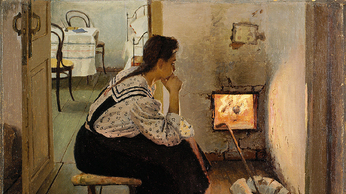 Яков Калиниченко. Думы у печки. 1897