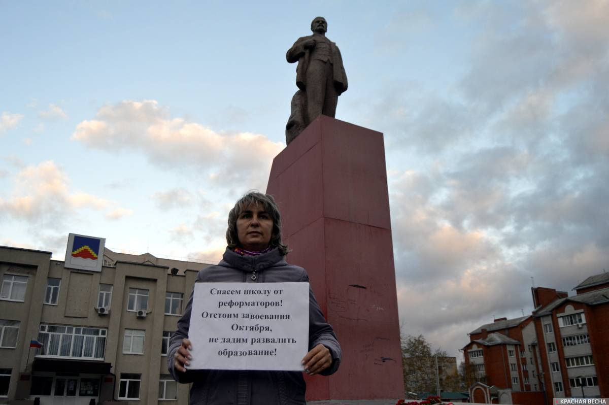 Пикет на площади Ленина. Воронежская область, город Семилуки. 07.11.2020 г.