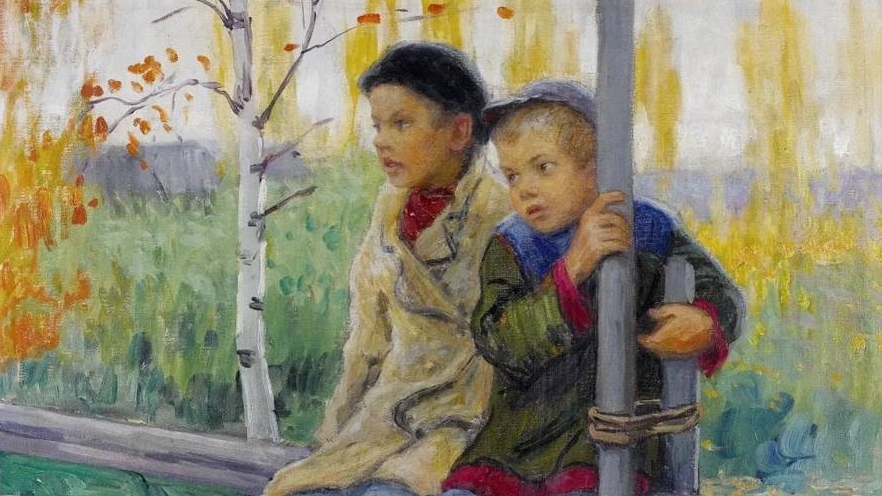 Николай Богданов-Бельский. Лучшие друзья (фрагмент). Начало XX века