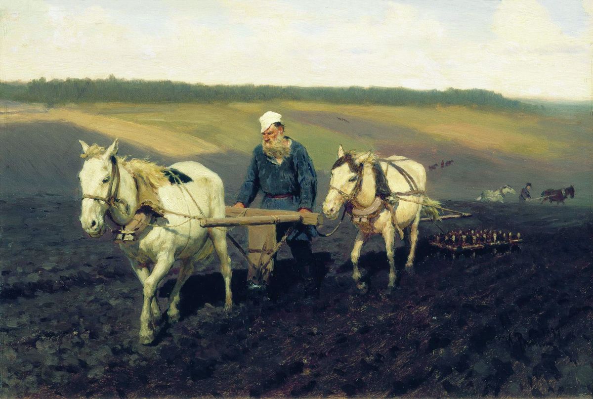 Илья Репин. Пахарь. Лев Толстой на пашне. 1887