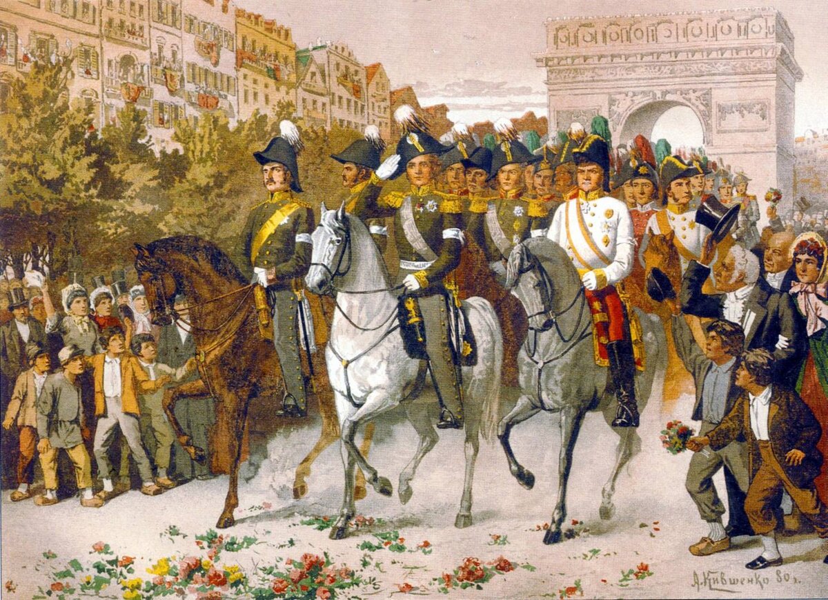Алексей Кившенко. Вступление русских и союзных войск в Париж в 1814 году. 1880
