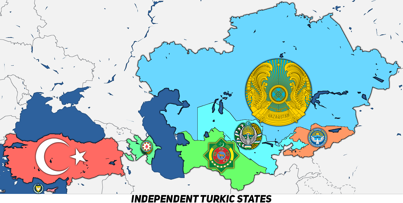 Организация Тюркских государств. Карта стран ОТГ.