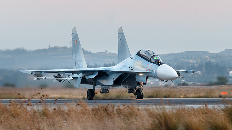 Су-30 СМ на аэродроме Хмеймим, Сирия. Фото: (сс) пресс-служба Минобороны РФ