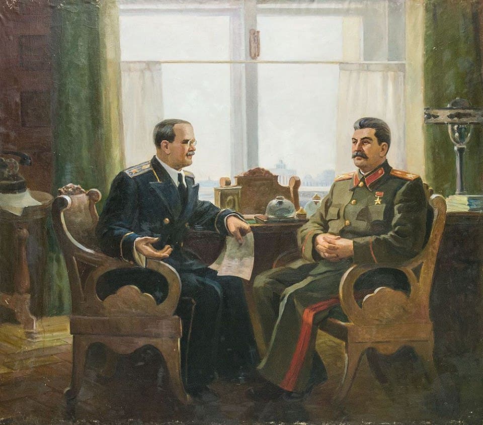 С. Солодовник. В. М. Молотов на приёме у И. В. Сталина. 1945