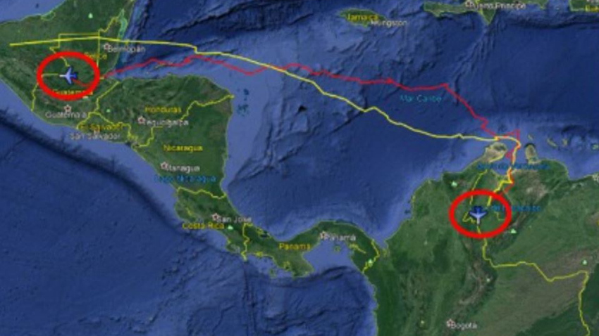 Траектория полета угнанного в Мексике бизнес-джета Hawker 800