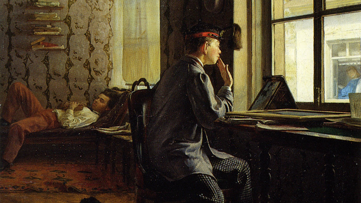 Илья Репин. Приготовление к экзамену. 1864
