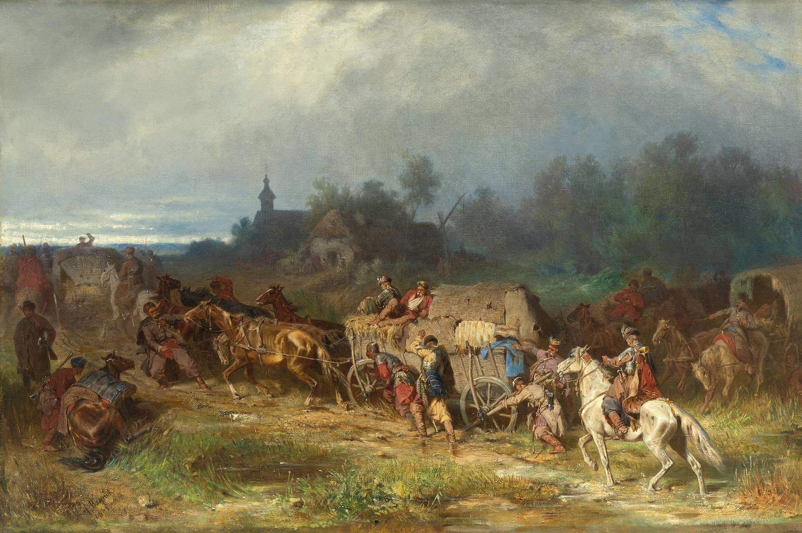 Юзеф Брандт. Обоз с ранеными. 1865