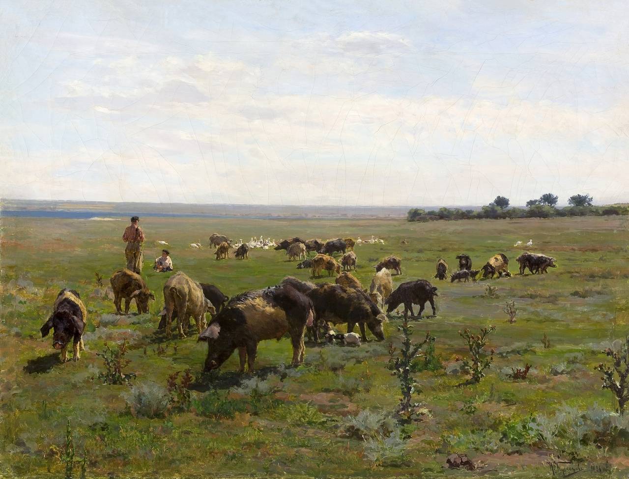 Николай Кузнецов. Стадо свиней. 1886