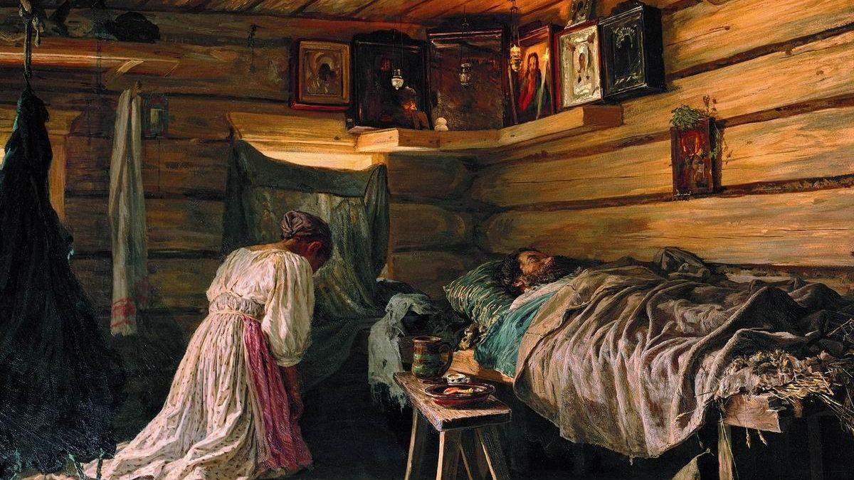 Василий Максимов. Больной муж. 1881 год (фрагмент)